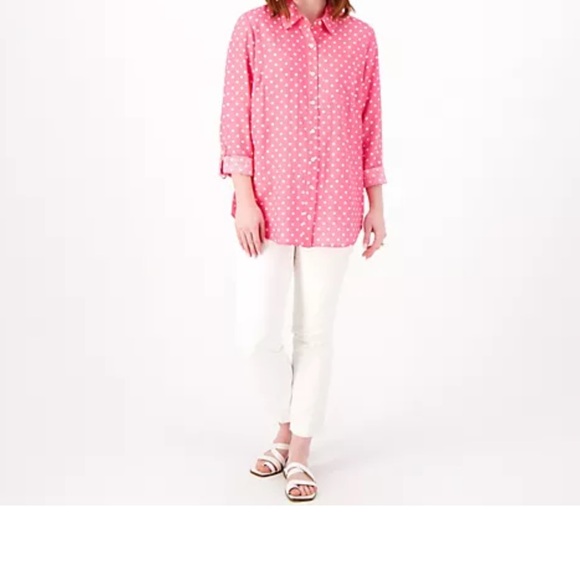 Susan Graver Tops - Susan Graver Light Tan Casual Button Down Shirt